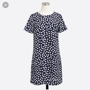 Navy and white polka dot shift dress